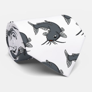 Cute catfish cartoon illustration tie