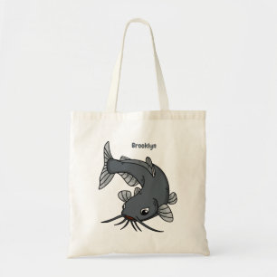 Cute catfish cartoon illustration   tote bag