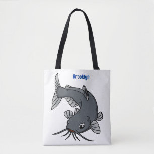 Cute catfish cartoon illustration tote bag