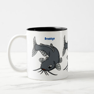 Cute catfish cartoon illustration   Two-Tone coffee mug