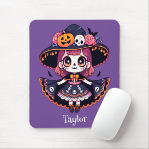 Cute catrina girl halloween personalized mouse pad