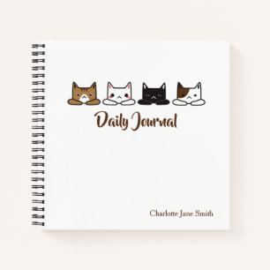 Cute "Cats All In A Row" Notebook