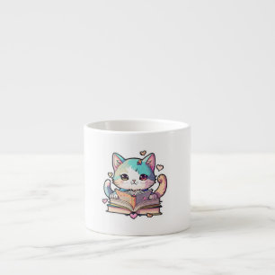 cute cats amazing design reading books by cat  espresso cup