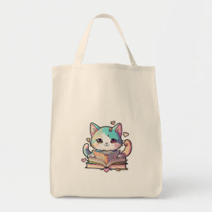 cute cats amazing design reading books by cat  tote bag