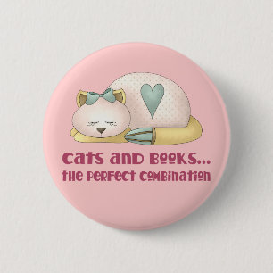 Cute Cats and Books T-shirt 6 Cm Round Badge