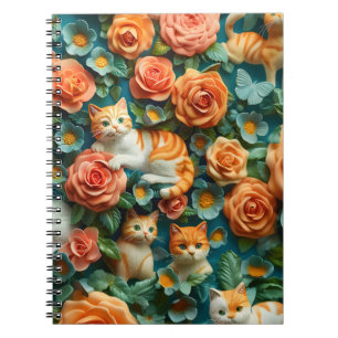 Cute Cats and Flowers Design  Notebook