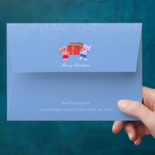 Cute cats and gifts winter blue Christmas Envelope