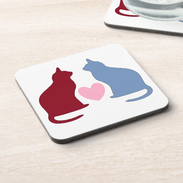 Cute Cats and Heart Coaster (Left Side)
