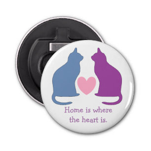 Cute Cats and Heart Custom Text Bottle Opener