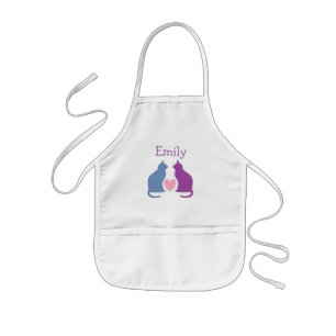 Cute Cats and Heart Personalised Kids Apron