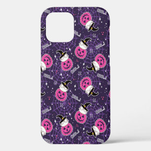 Cute Cats and Pumpkins Halloween Pattern iPhone 12 Case