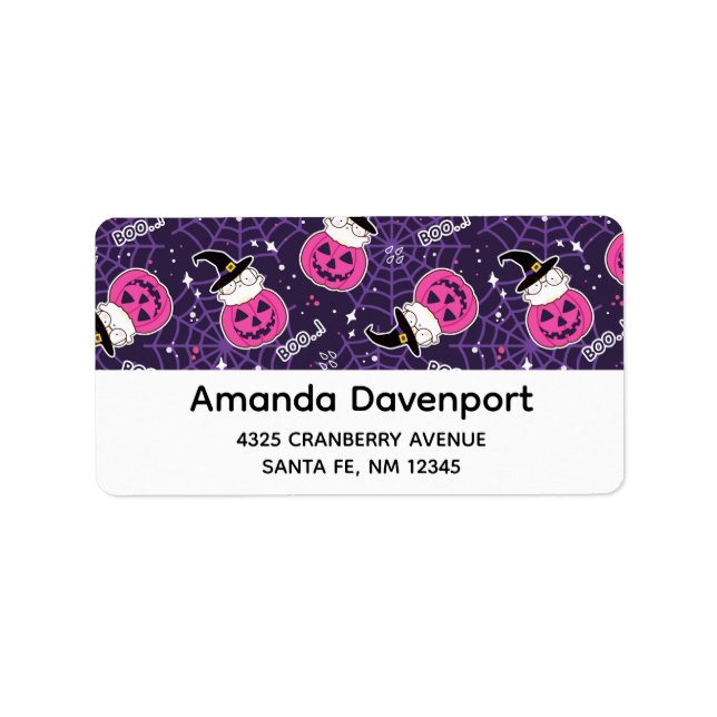 Cute Cats and Pumpkins Halloween Pattern Label (Front)