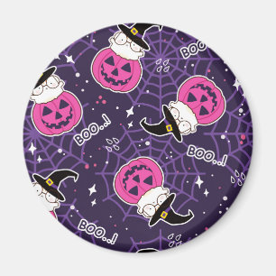 Cute Cats and Pumpkins Halloween Pattern Magnet