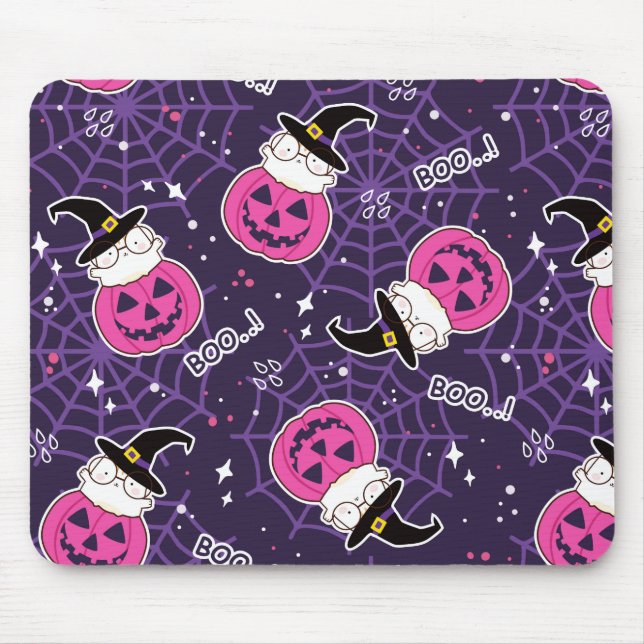 Cute Cats and Pumpkins Halloween Pattern Mouse Pad (Front)