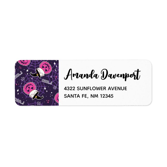 Cute Cats and Pumpkins Halloween Pattern Return Address Label (Front)