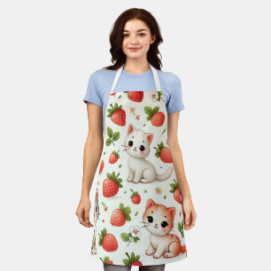 Cute Cats and Strawberries Apron