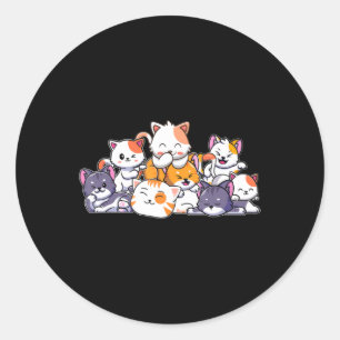 Cute Cats Anime Kawaii Japanese Otaku Neko Gift Wo Classic Round Sticker