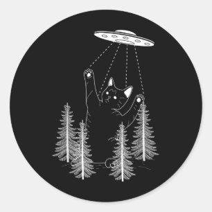 Cute Cats Are Aliens Ufo Cat Classic Round Sticker