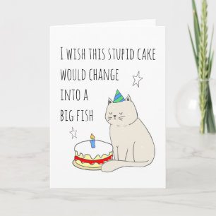 Cute Cat's Birthday Cake Wish Card