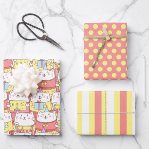Cute Cats Birthday Wrapping Paper Set
