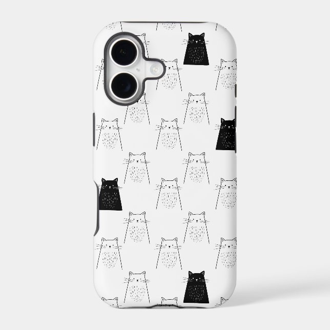 Cute Cats - Black & White Pattern (Back)