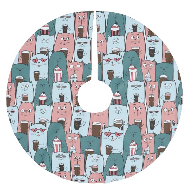 Cute Cats Brushed Polyester Tree Skirt (Front)