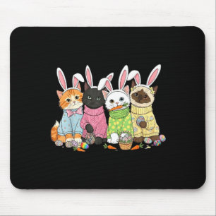 Cute Cats Bunny Ears Kitten Squad Egg Hunt Easter Mouse Pad