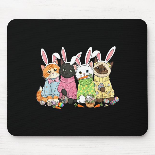 Cute Cats Bunny Ears Kitten Squad Egg Hunt Easter  Mouse Pad (Front)