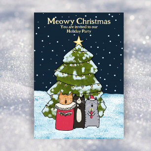 Cute Cats Christmas Carol Singers Holiday Party Invitation