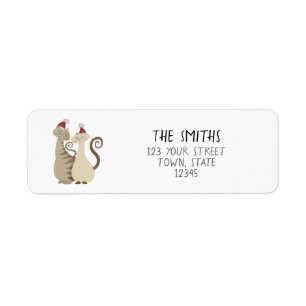 Cute Cats Christmas Holiday Return Address Label