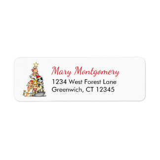 Cute Cats Christmas Tree Return Address Label