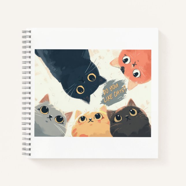 Cute Cats Circle – Kawaii Cat Illustration Notebook (Front)