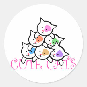 CUTE CATS CLASSIC ROUND STICKER