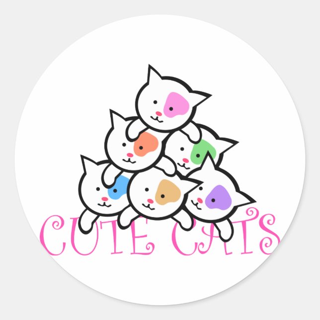 CUTE CATS CLASSIC ROUND STICKER (Front)