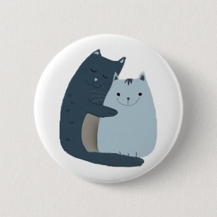Cute Cats Cuddling Art 6 Cm Round Badge