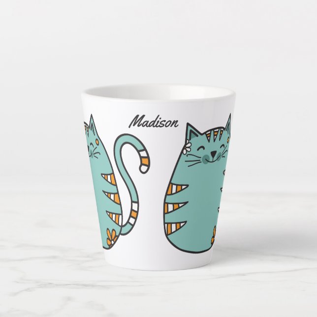Cute Cats custom name Latte mug (Front)