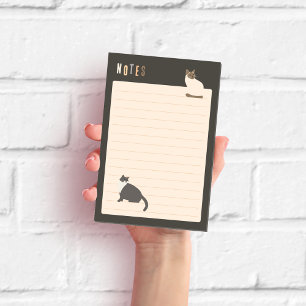 Cute Cats Dark Grey Lined Post-it Notes