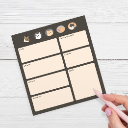 Cute Cats Dark Grey Reminders Notepad