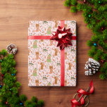 Cute Cats Dogs Christmas Lights Pink Wrapping Paper<br><div class="desc">Whimsical Christmas pattern wrapping paper featuring illustration of cats and dogs with Christmas lights. The background is pink.</div>