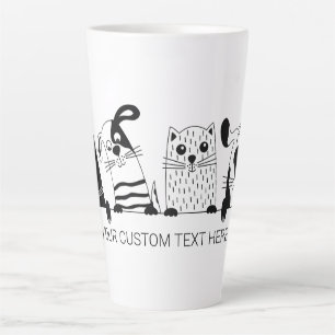 Cute cats & Dogs custom text Latte mugs