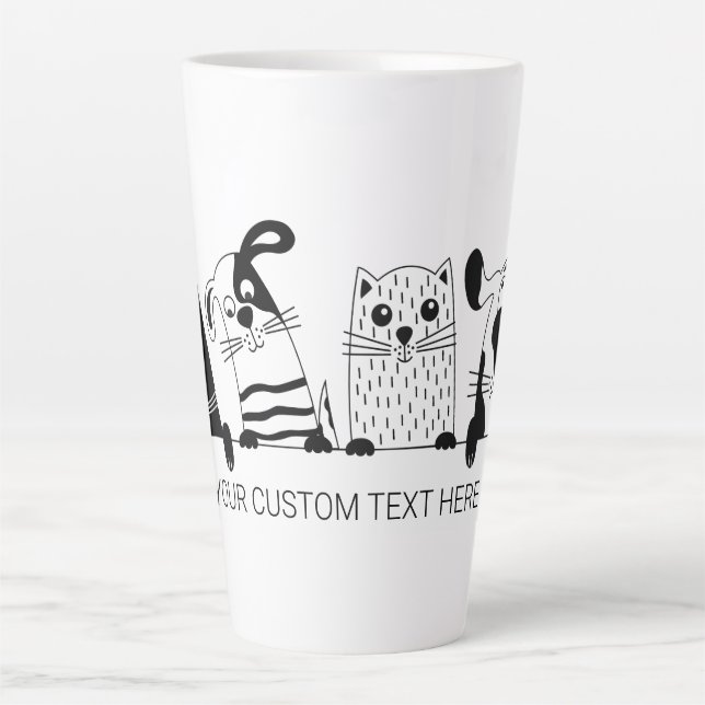 Cute cats & Dogs custom text Latte mugs (Front)