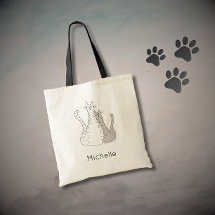 Cute Cats Drawing Simple Kitties Personalised Tote Bag