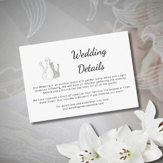 Cute Cats Drawing Simple Wedding Details Enclosure Card