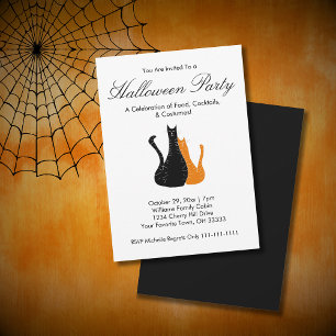 Cute Cats Elegant Halloween Costume Party  Invitation