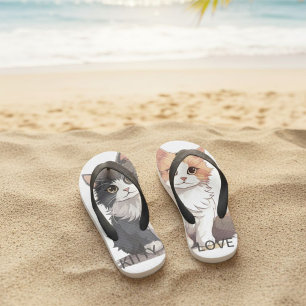 Cute Cats Flip Flops, Kitten Pets Comfortable Foot Kid's Thongs
