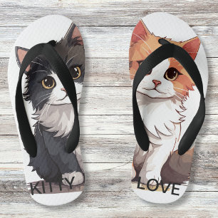Cute Cats Flip Flops, Kitten Pets Comfortable Foot Kid's Thongs