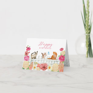 Cute cats flowers card