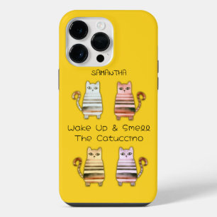 cute cats for cat lovers and coffee lovers iPhone 14 pro max case