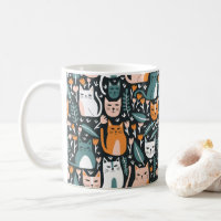 Cute Cats Fun Floral Kitten Pattern