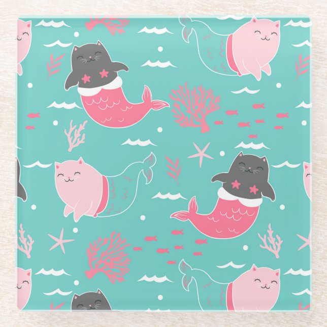 Cute Cats Glass Coaster (Front)